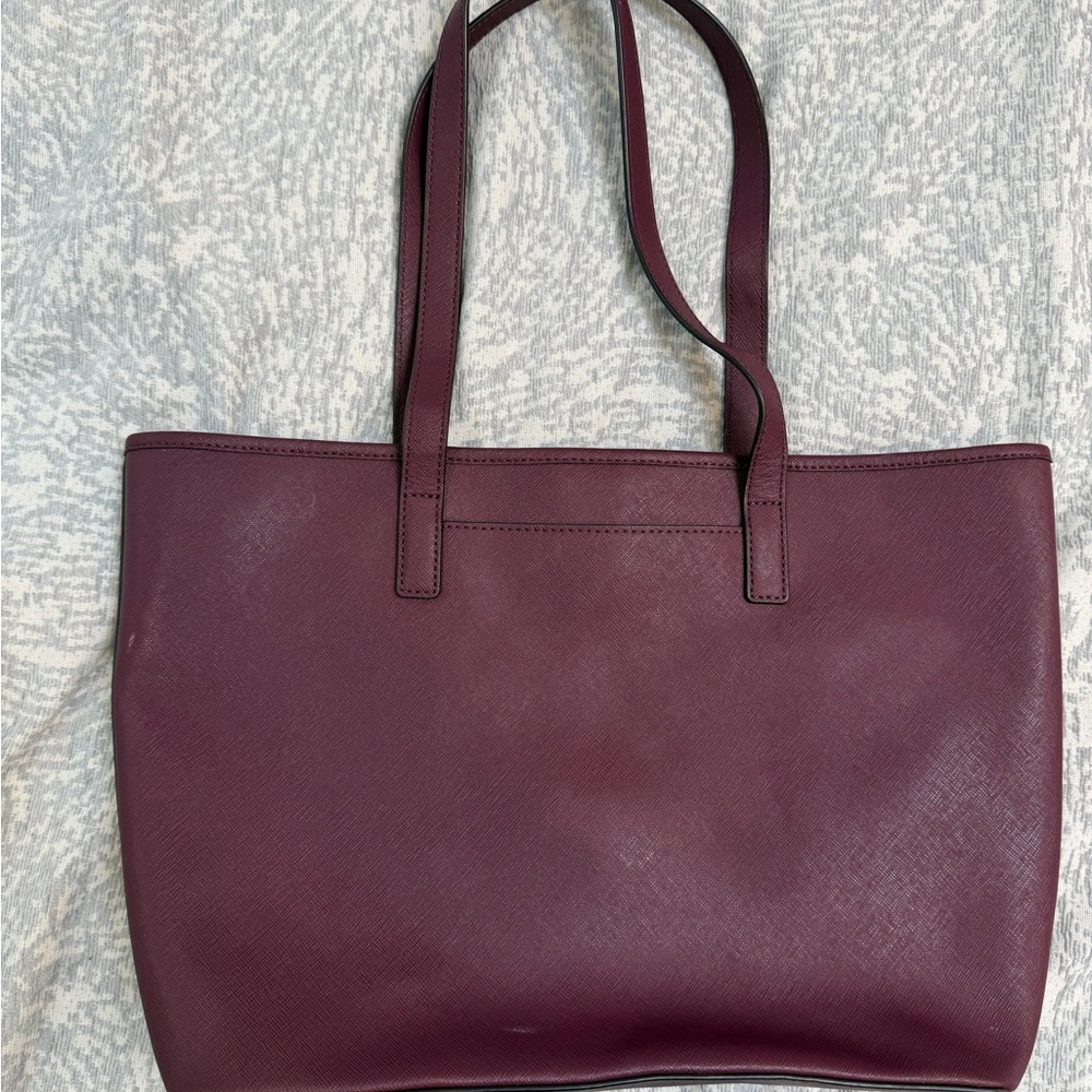 Michael Kors Plum Saffiano Tote with Gold Stud Accents - Picture 3 of 4
